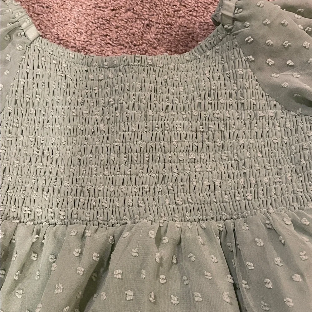 Market & Spruce Textured Green Off-Shoulder Long Sleeve Dress